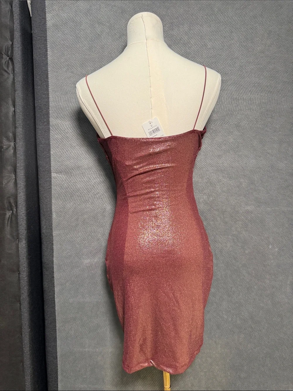 Windsor Metallic Wine Slip Mini Dress - Picture 3 of 3